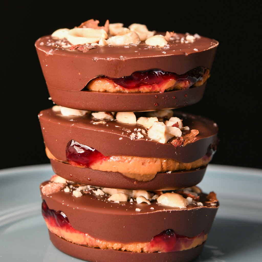 CHOCOLATE PB&J PROTEIN CUPS