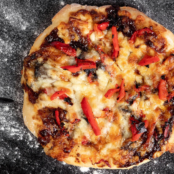 Caramelized Onion Pizza with Mushrooms & Gruyère