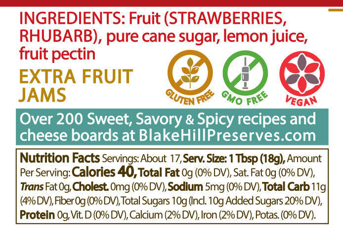 Strawberry Rhubarb Preserve 10.8oz nutrition facts